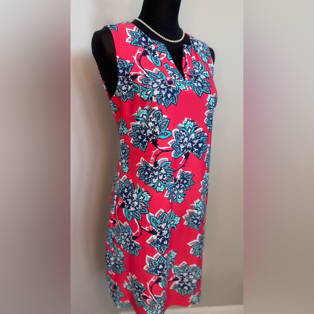 Filly Flair Pink and Teal/Blue Floral Dress - Picture 5 of 7